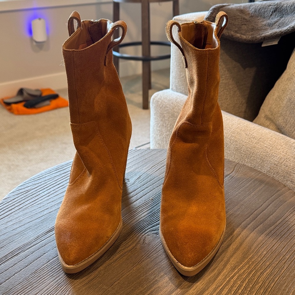 Splendid Chestnut Suede Heeled Boots